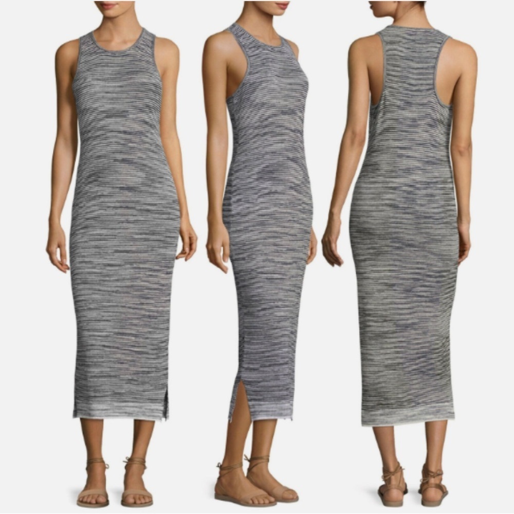 Theory Intrella Spade Dye Striped Linen Blend Midi Maxi Dress